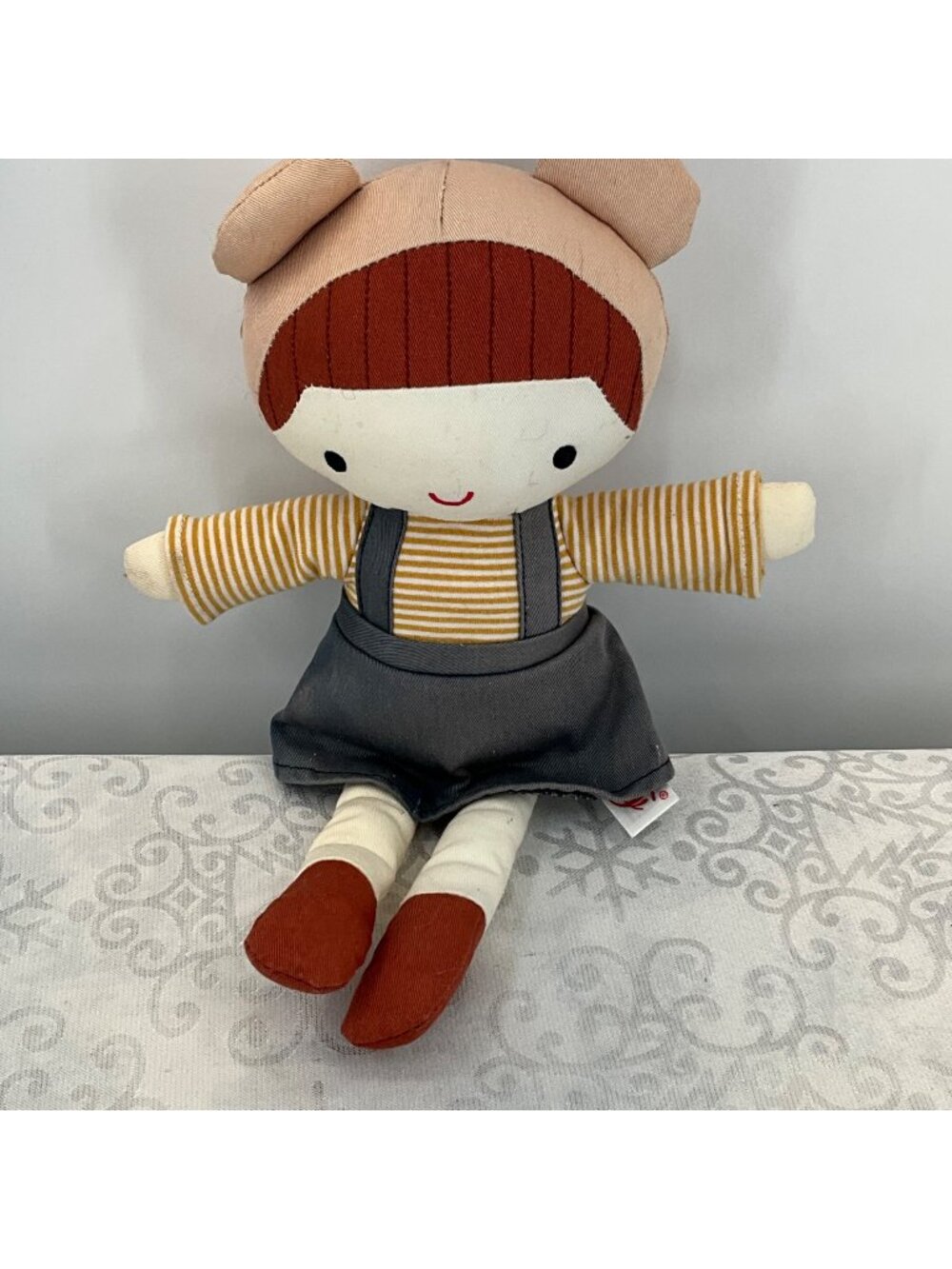 Linzy Plush Doll With Striped Shirt & Gray Overall Skirt - 12"‎ Stuffed Toy